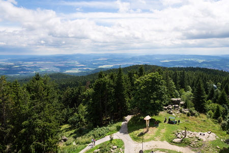 Klet astronomical observatory in forest on Mount Klet, Czech Republicの素材 [FY31096405530]