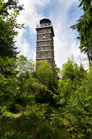 Pajndl lookout tower at Tisovsky Mount, Krusne Hory, Czech Republicのeditorial素材