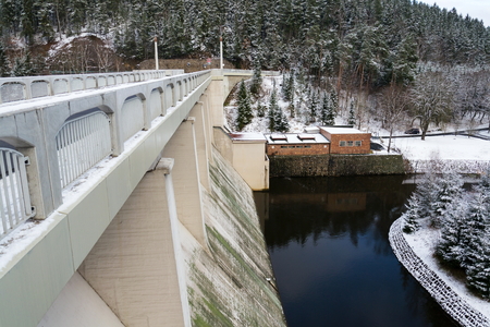 Brezova dam with hydroelectric power plant, Karlovy Vary, Czech Republicの写真素材