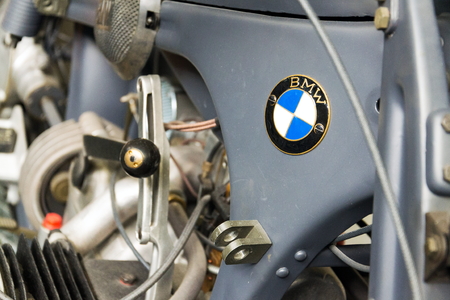 PRAGUE, CZECH REPUBLIC - MARCH 8 2018: German motorcycle BMW R11 from year 1932 stands on March 8,...