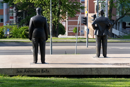Tomas and Jan Antonin Bata statue in Zlin, Czech Republicのeditorial素材