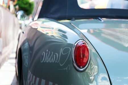 SAALBACH-HINTERGLEMM, AUSTRIA - JUNE 21 2018: Vintage Italian car Lancia Lancia Aurelia B 24 from 1957 oldsmobile veteran on June 21, 2018 in Saalbach-Hinterglemm, Austria.のeditorial素材