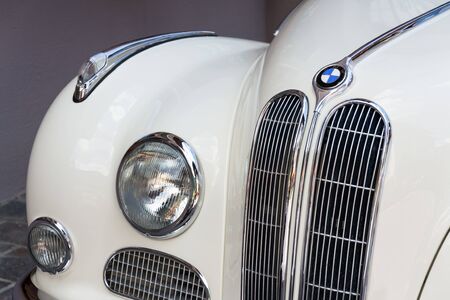 SAALBACH-HINTERGLEMM, AUSTRIA - JUNE 21 2018: Vintage car BMW 3200 S from year 1963 oldsmobile veteran stands on June 21, 2018 in Saalbach-Hinterglemm, Austria.のeditorial素材
