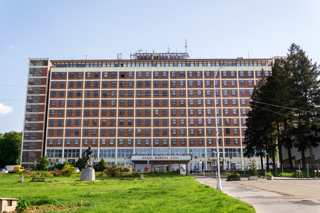 ZLIN, CZECH REPUBLIC - APRIL 29 2018: Hotel Moskva on Namesti Prace on April 29, 2018 in Zlin, Czech Republic.のeditorial素材