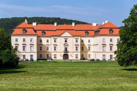 Napajedla baroque castle near Zlin, Moravia, Czech Republic, sunny summer dayのeditorial素材
