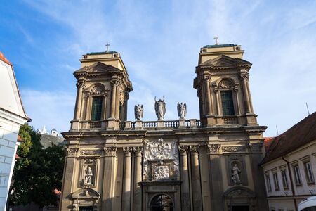 The Dietrichstein Tomb cultural monument with Church of St. Anne, nature preserve Holy Hill with Chapel of Saint Sebastian and Bell Tower, Mikulov, Moravia, Czech Republic, sunny summer dayの写真素材