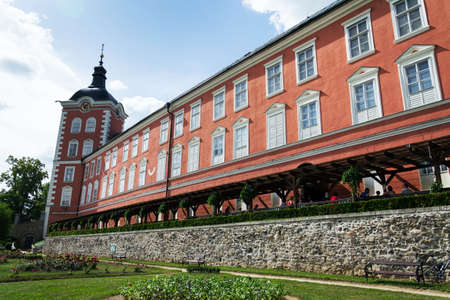 KAMENICE NAD LIPOU, CZECH REPUBLIC - JUNE 9 2018: Exterior of the Chateau at Kamenice nad Lipou, Vysocina region, Pelhrimov district on sunny summer day on June 9, 2018 in Kamenice nad Lipou, Czech Republic.のeditorial素材