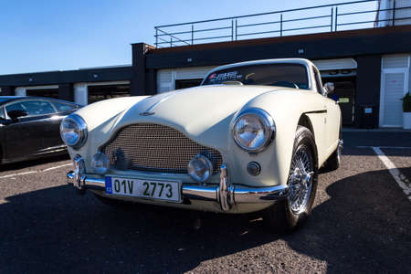 MOST, CZECH REPUBLIC - SEPTEMBER 9 2020: Vintage veteran car Aston Martin DB Mark III stands on a road on September 9, 2020 in Most, Czech republic.のeditorial素材