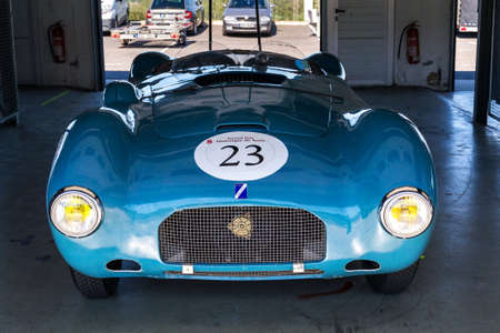 MOST, CZECH REPUBLIC - SEPTEMBER 9 2020: Vintage veteran car Talbot Lago T26 Grand Sport Figoni Fastback coupe from 1948 stands in paddock box on September 9, 2020 in Most, Czech republic.のeditorial素材