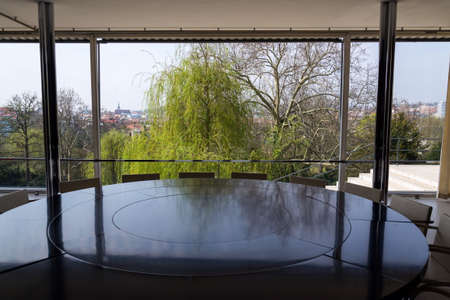 View of Spilberk Castle from the Villa Tugendhat garden by architect Ludwig Mies van der Rohe built...