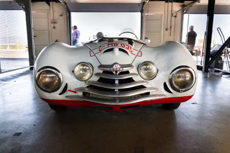 MOST, CZECH REPUBLIC - SEPTEMBER 9 2020: Vintage veteran car Skoda 1101 Sport from 1949 on September 9, 2020 in Most, Czech republic.のeditorial素材