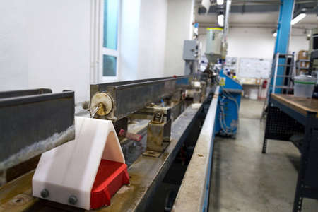 Extrusion on production line of 3D printing filament polymerの写真素材