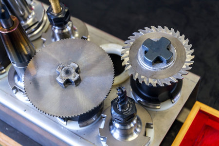 Automation and industry 4.0 concept with modern CNC milling machine cutters detail