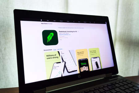 PRAGUE, CZECH REPUBLIC - FEBRUARY 1 2021: The digital investment app Robinhood on internet page of...