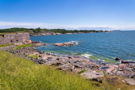 Islands of Suomenlinna sea fortress southernmost form Helsinki city center, Finland, sunny summer day, UNESCO World Heritage Siteの写真素材