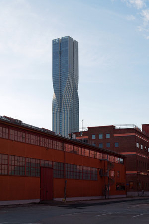 The tallest building in Scandinavia Karlatornet skyscraper in Lindholmen, Gothenburg, Sweden, sunny...