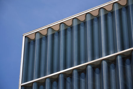 Architectural detail at the Casa da Musica concert hall by Rem Koolhaas in Porto, Portugal, sunny...