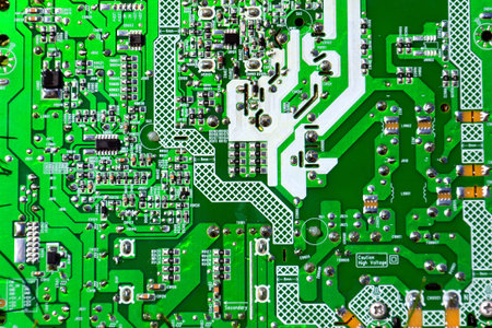 Part of computer circuit board, future technology and energy consumption by artificial intelligence...