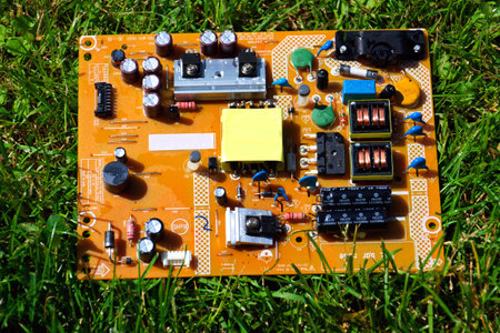 Part of computer circuit board, future technology and energy consumption by artificial intelligence...