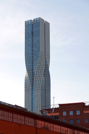 The tallest building in Scandinavia Karlatornet skyscraper in Lindholmen, Gothenburg, Sweden, sunny dayの写真素材
