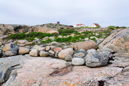 Peaceful car-free Vrango island with seaside village in Gothenburg archipelago, Swedenの写真素材