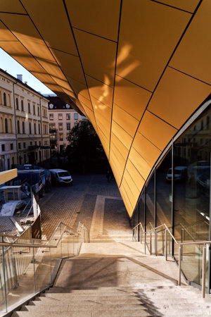 Masarycka MSD Masaryk Station Development office and retail building by Zaha Hadid Architects with golden facade on November 19, 2025 in Prague, Czech Republic.のeditorial素材
