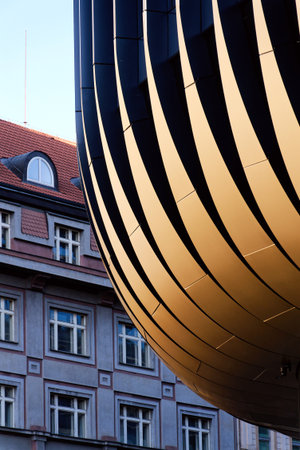 Masarycka MSD Masaryk Station Development office and retail building by Zaha Hadid Architects with golden facade on November 19, 2025 in Prague, Czech Republic.のeditorial素材