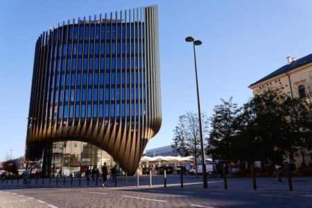 Masarycka MSD Masaryk Station Development office and retail building by Zaha Hadid Architects with golden facade on November 19, 2025 in Prague, Czech Republic.のeditorial素材