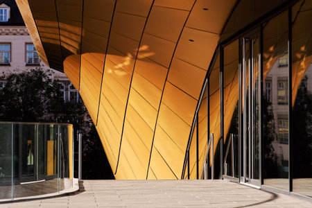 Masarycka MSD Masaryk Station Development office and retail building by Zaha Hadid Architects with golden facade on November 19, 2025 in Prague, Czech Republic.のeditorial素材