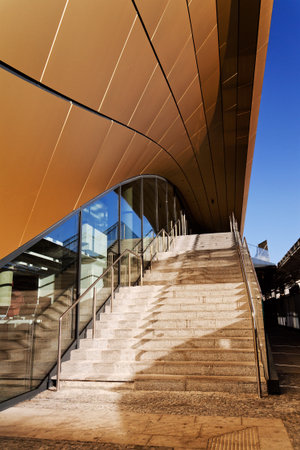 Masarycka MSD Masaryk Station Development office and retail building by Zaha Hadid Architects with golden facade on November 19, 2025 in Prague, Czech Republic.のeditorial素材