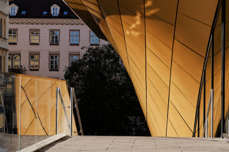 Masarycka MSD Masaryk Station Development office and retail building by Zaha Hadid Architects with golden facade on November 19, 2025 in Prague, Czech Republic.のeditorial素材