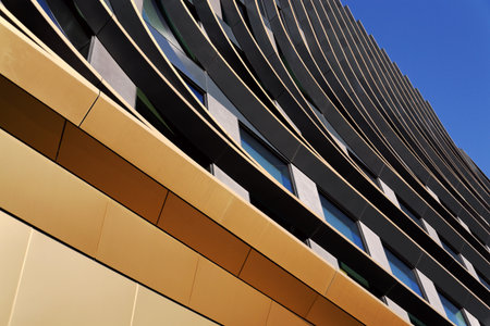 Masarycka MSD Masaryk Station Development office and retail building by Zaha Hadid Architects with golden facade on November 19, 2025 in Prague, Czech Republic.のeditorial素材