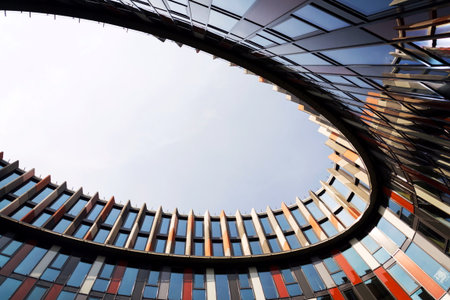 Brise soleil sun breakers on modern office building facadeの写真素材