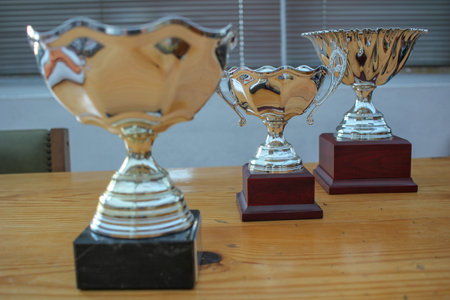 the trophies will be collected by the bestの写真素材