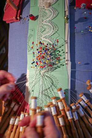 Handcrafted Heritage: An Octogenarian's Bobbin Lace Creationsの写真素材