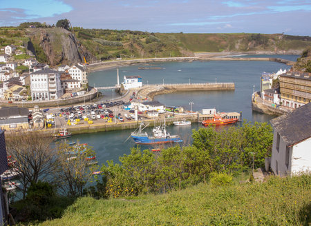 Luarca, in the Cantabrian sea, seen from the cemeteryの写真素材