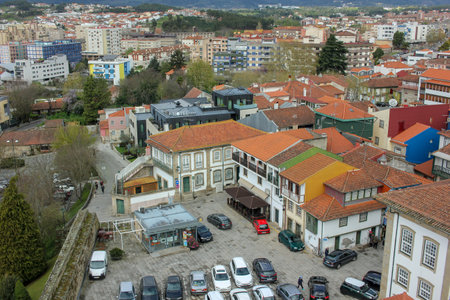 panoramic view of the touristic town of Chaves in the north of Portugalの写真素材