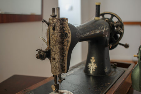 my grandmother silver and black sewing machine is still working at home