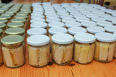 Bonito and Olive Oil in Perfect Harmony in Burela, Spainの写真素材