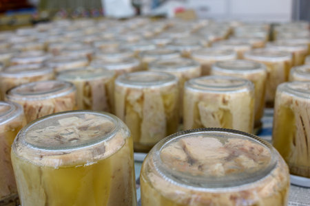 Tradition in Every Glass Jar in Burela, Spainの写真素材