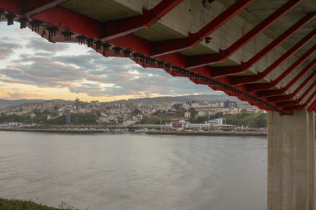 Scenic view of the highway bridge spanning the water between Castropol and Ribadeo.