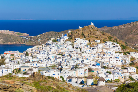 Chora town, Ios island, Cyclades, Aegean, Greeceの写真素材