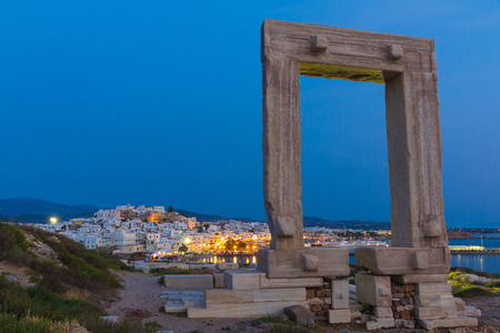 Portara in Chora town, Naxos island, Cyclades, Aegean, Greeceの写真素材