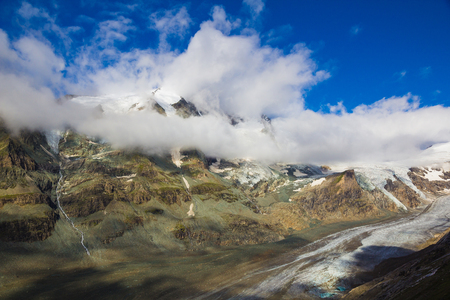 Grossglockner - highest mountain of Austria - with Pasterze glacier, Alps, Austriaの写真素材