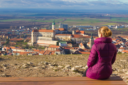Mikulov castle, Southern Moravia, Czech Republic, clear skyのeditorial素材