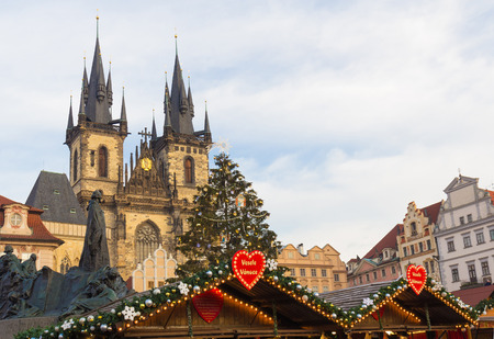 Xmas Prague December 2015, Old Town Square, Czech Republic, hour before sunsetのeditorial素材