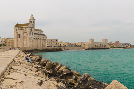 Trani cathedral with stone made pier, Puglia region, South of Italyのeditorial素材