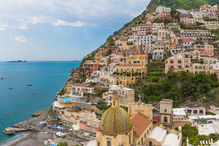 Beautiful town of Positano with pictoresque houses, Amalfi coast, Campania region, Italyのeditorial素材