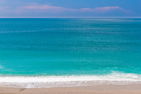 Beach of Maiori town with sea view, Amalfi coast, Campagnia region, Italyの写真素材