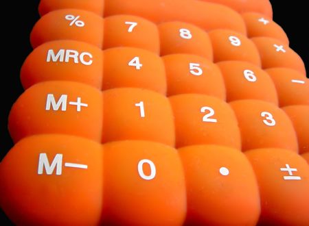 an orange pocket calculatorの写真素材